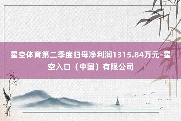 星空体育第二季度归母净利润1315.84万元-星空入口（中国）有限公司