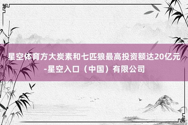 星空体育方大炭素和七匹狼最高投资额达20亿元-星空入口（中国）有限公司