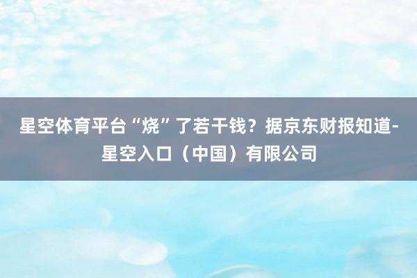星空体育平台“烧”了若干钱？据京东财报知道-星空入口（中国）有限公司